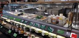 ARNEG 8' curved glass top w/front open cooler and back storage cooler