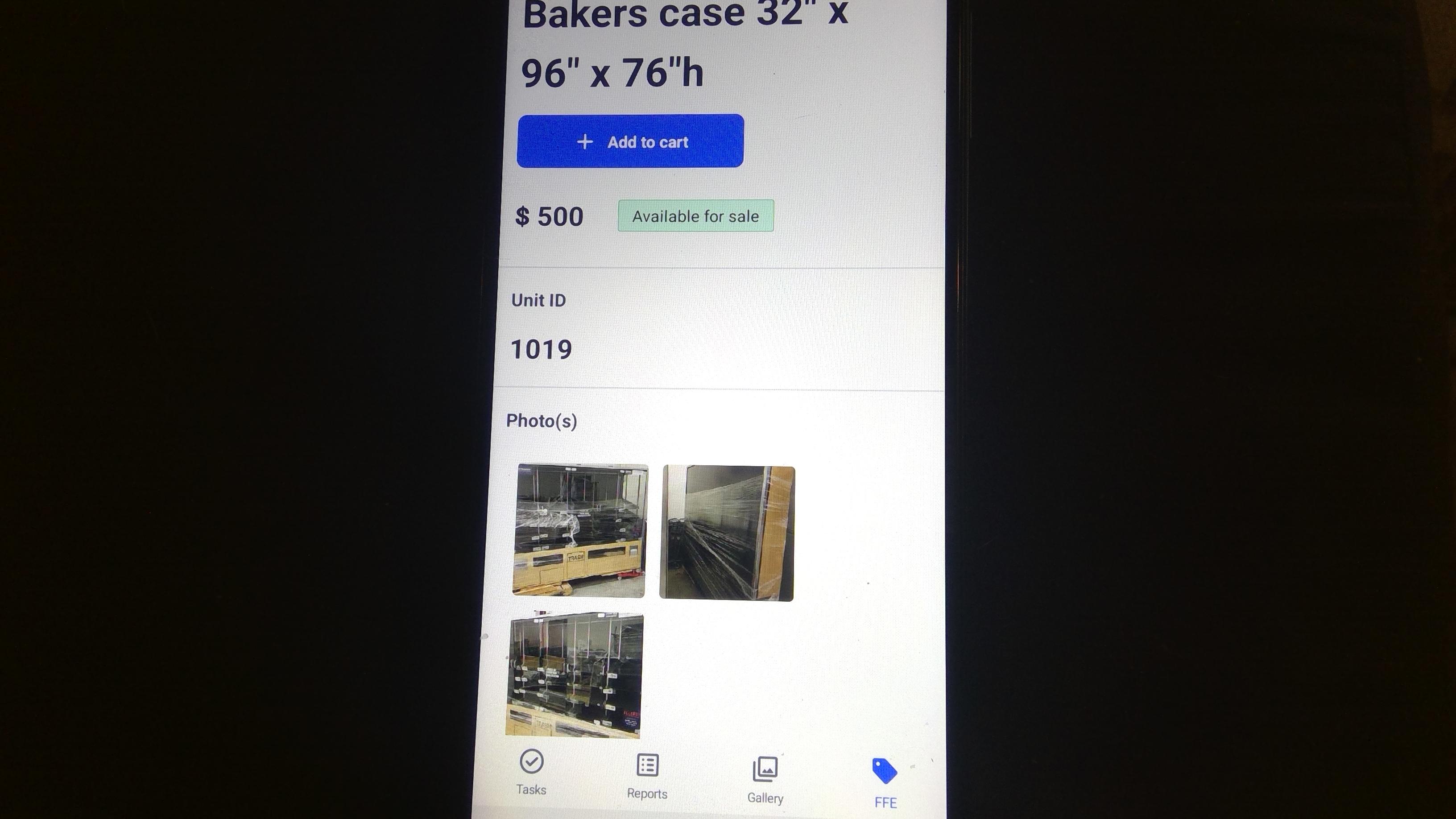 Bakers case 32" x 96" x 76"h