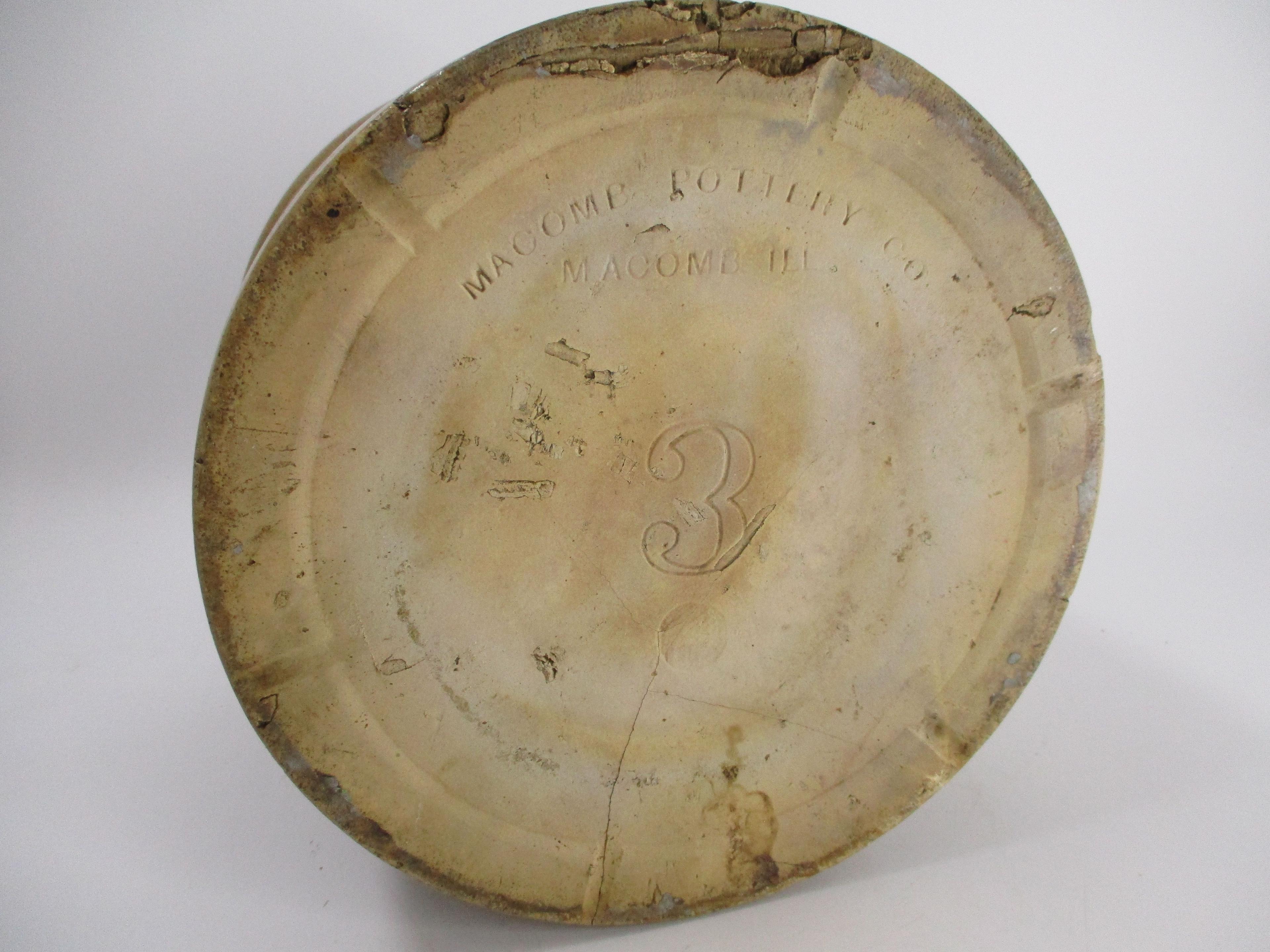 3 Gal. Macomb Stoneware Salt Glaze Crock