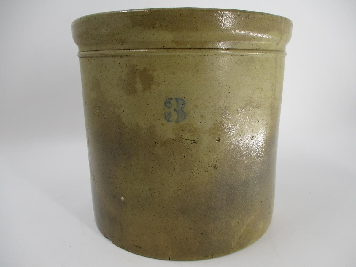 3 Gal. Macomb Stoneware Salt Glaze Crock