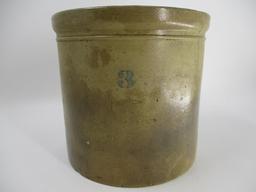 3 Gal. Macomb Stoneware Salt Glaze Crock