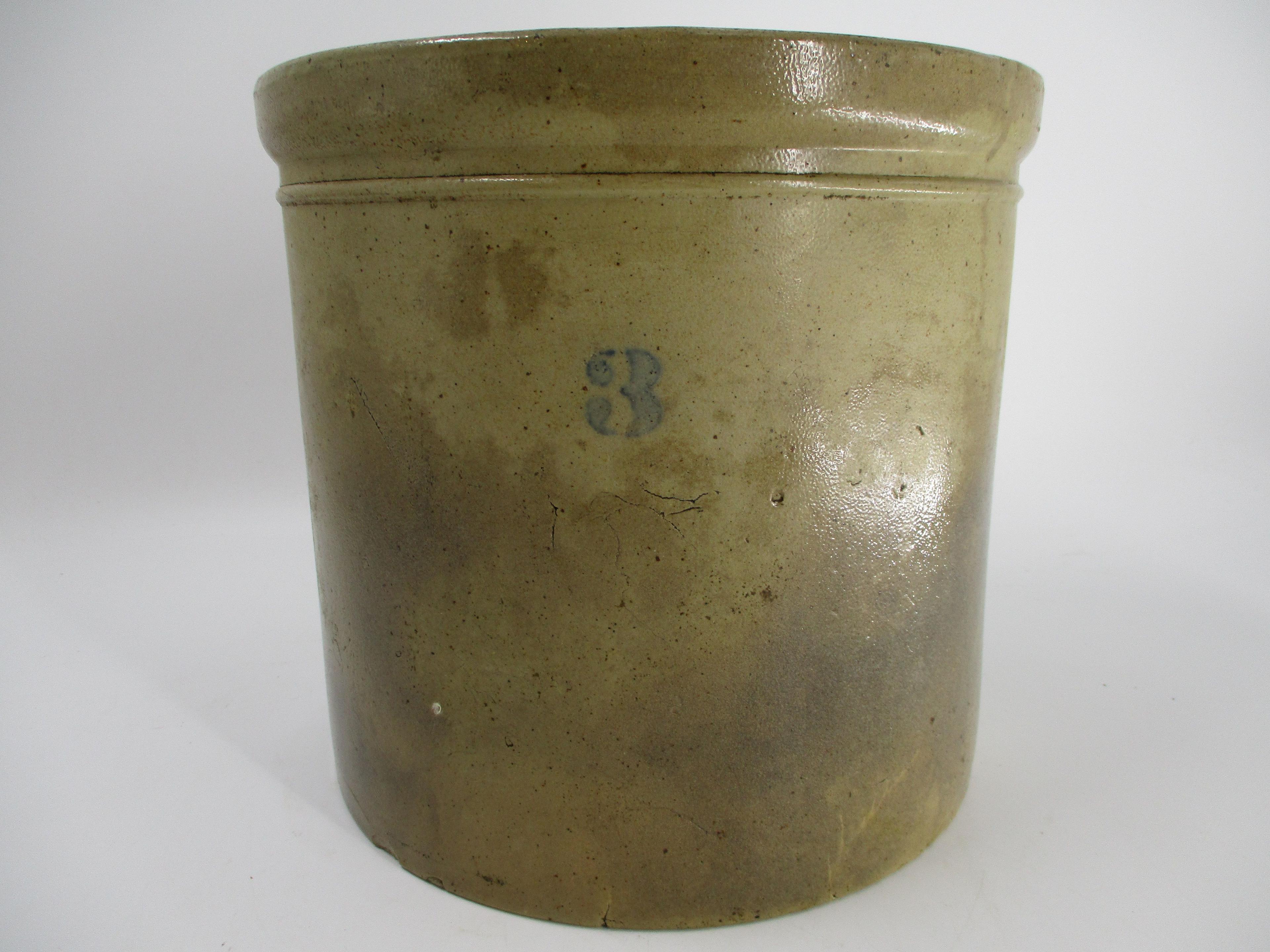 3 Gal. Macomb Stoneware Salt Glaze Crock