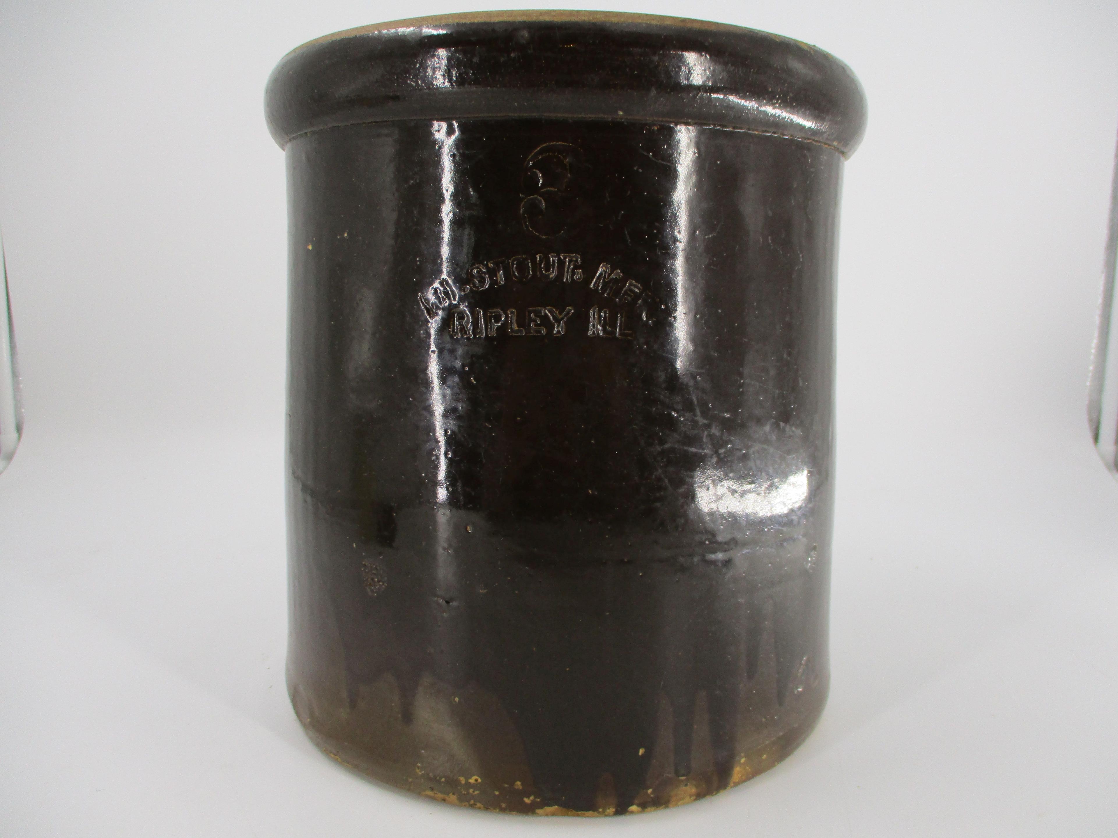 3 Gal. Ripley, IL Crock I.N. Stout
