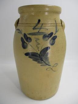 4 Gal. Decorated Eastern American Salt Glaze Churn