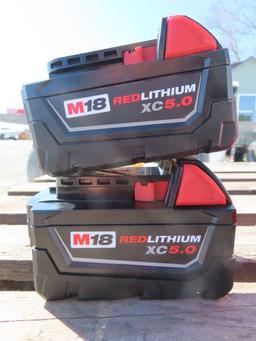 (2) Milwaukee M18 Red Lithium XC5.0 Batteries