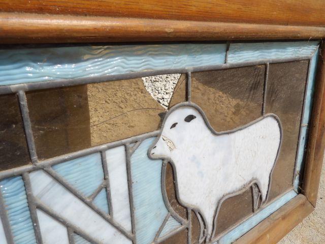 Early Sheep Skin Stained Glass Window