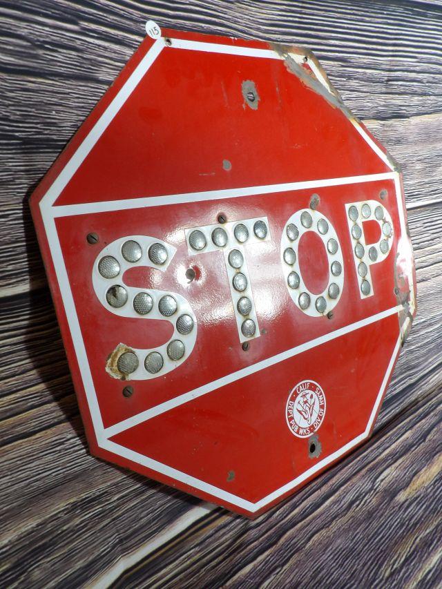 California Dept. of Public Works Metal Reflective Porc. STOP Sign