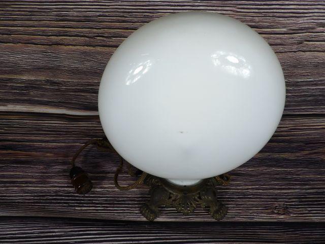 Milk Glass Globe with Brass Base