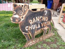 Rancho Chula Vista George R. Brown Cutout Angus Cow Sign