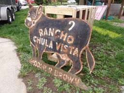 Rancho Chula Vista George R. Brown Cutout Angus Cow Sign