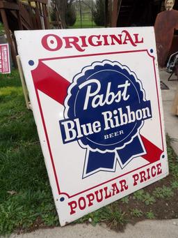 Original Pabst Blue Ribbon Beer Popular Price 1974 Sign