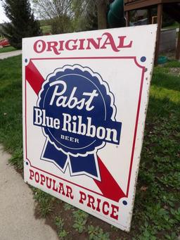 Original Pabst Blue Ribbon Beer Popular Price 1974 Sign