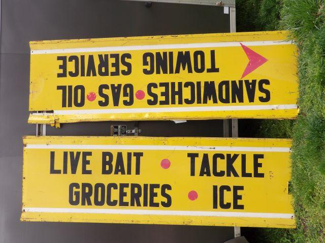 Lot (2) Bait-Tackle-Oil-Sandwhiches-Gas-Ice Sign