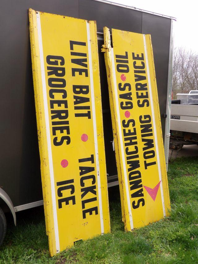 Lot (2) Bait-Tackle-Oil-Sandwhiches-Gas-Ice Sign