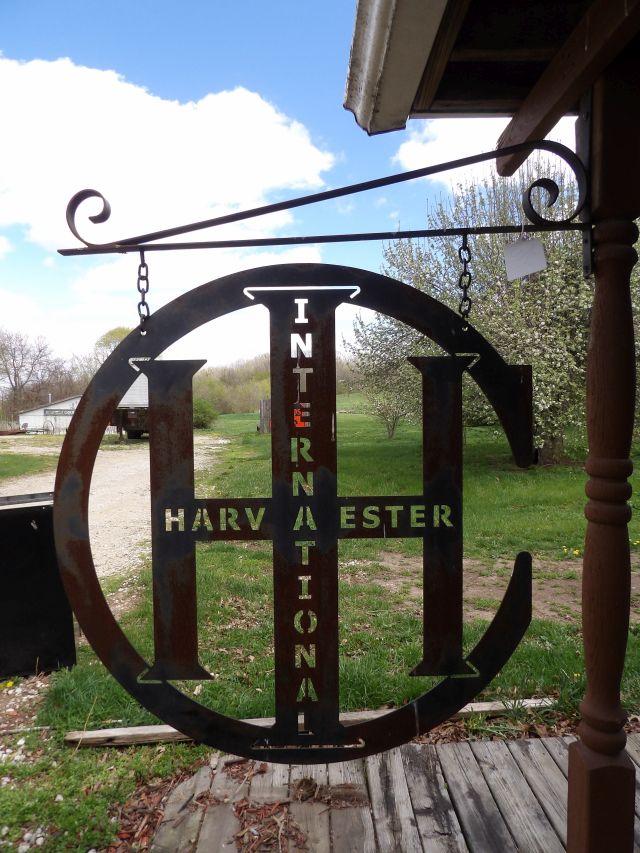 International Harvester Metal Cutout Sign on Hanger