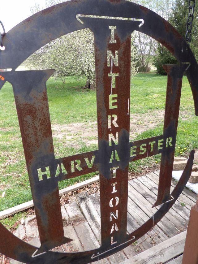 International Harvester Metal Cutout Sign on Hanger