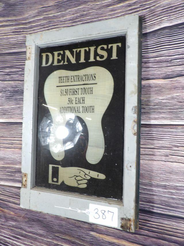 Dentist Painted Glass Sign