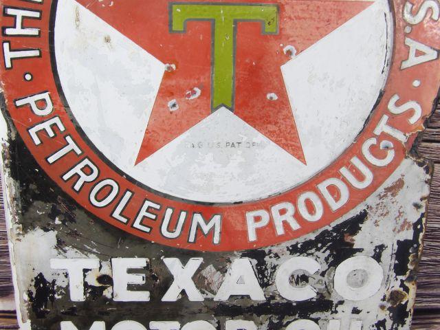 Texaco Motor Oil Porc. Flange Sign