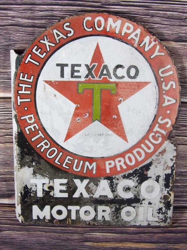 Texaco Motor Oil Porc. Flange Sign