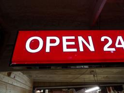 Lighted "Open 24 Hours" Sign