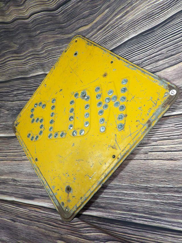 Stamped Steel SLOW Road Sign with Reflectors