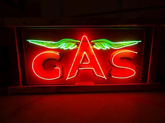 Flying A Gas Neon Porc. Sign