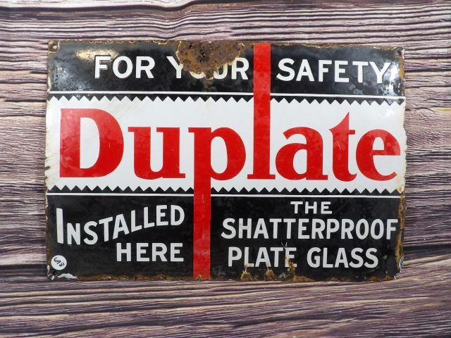 Duplate Plate Glass Porc. Sign