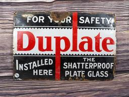 Duplate Plate Glass Porc. Sign