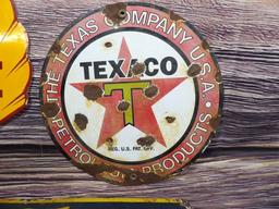 LOT (3) Porc. Signs - Texaco-Shell-Goodyear