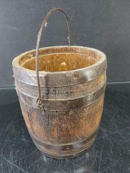 Early Wooden Barrel Paint Pail