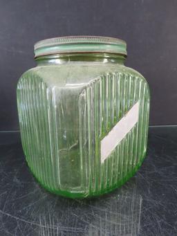 Green Depression Kitchen Canister Jar