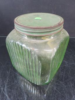 Green Depression Kitchen Canister Jar