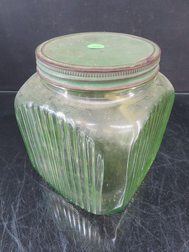 Green Depression Kitchen Canister Jar