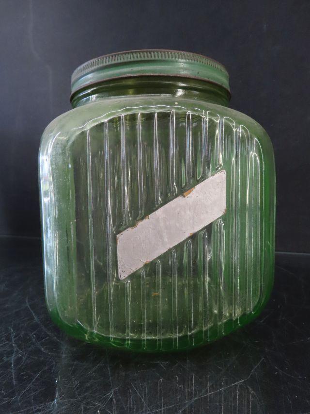 Green Depression Kitchen Canister Jar