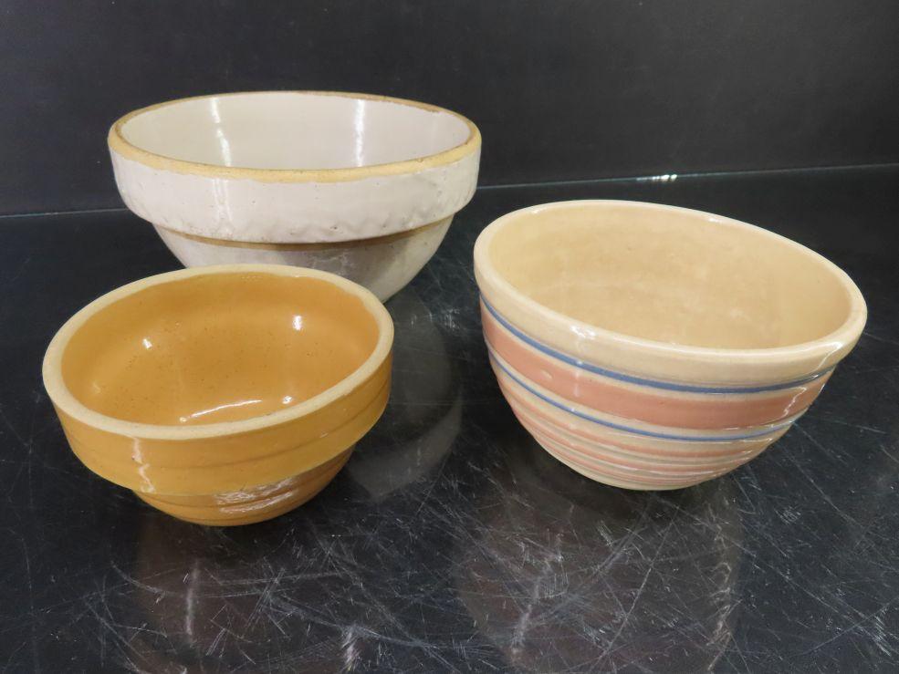 Lot of (3) Stoneware Bowls