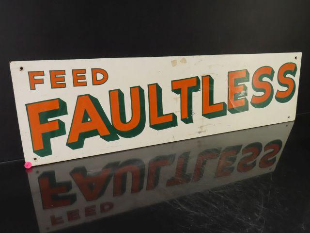 Faultless Feed Masonite Sign