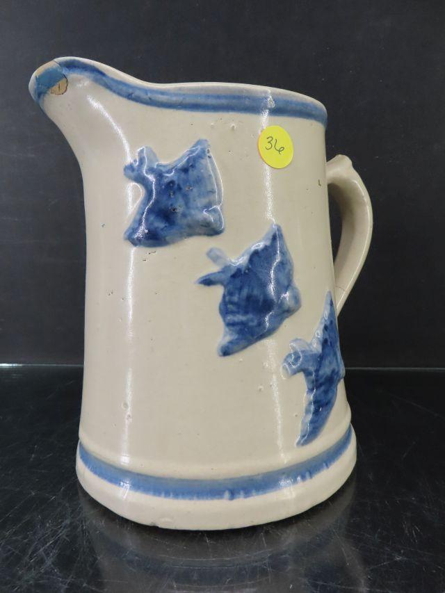 White Hall Stoneware Blue Bird Pitcher