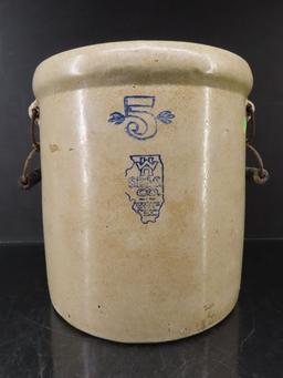 5 gal White Hall Stoneware Crock