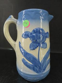 Blue & White Stoneware Tulip Pitcher