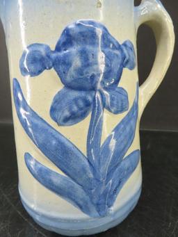 Blue & White Stoneware Tulip Pitcher