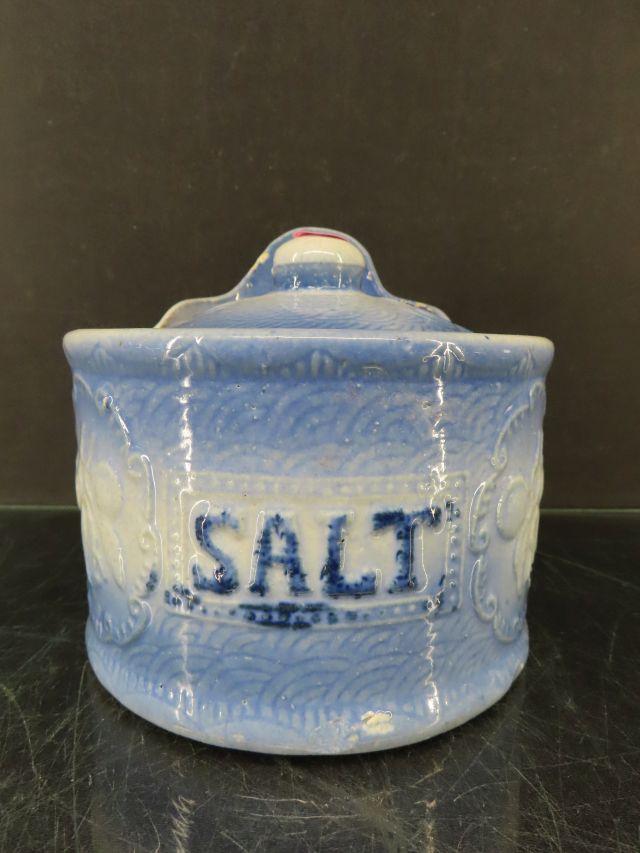 Blue & White Stoneware Salt Cellar