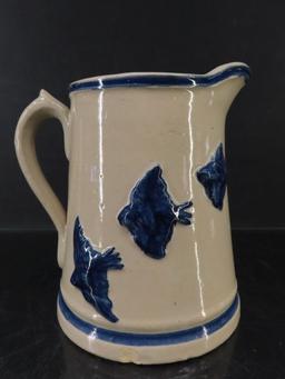 White Hall Stoneware Blue Bird Pitcher