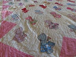 Sun Bonnet Sue Hand Stitched Quilt