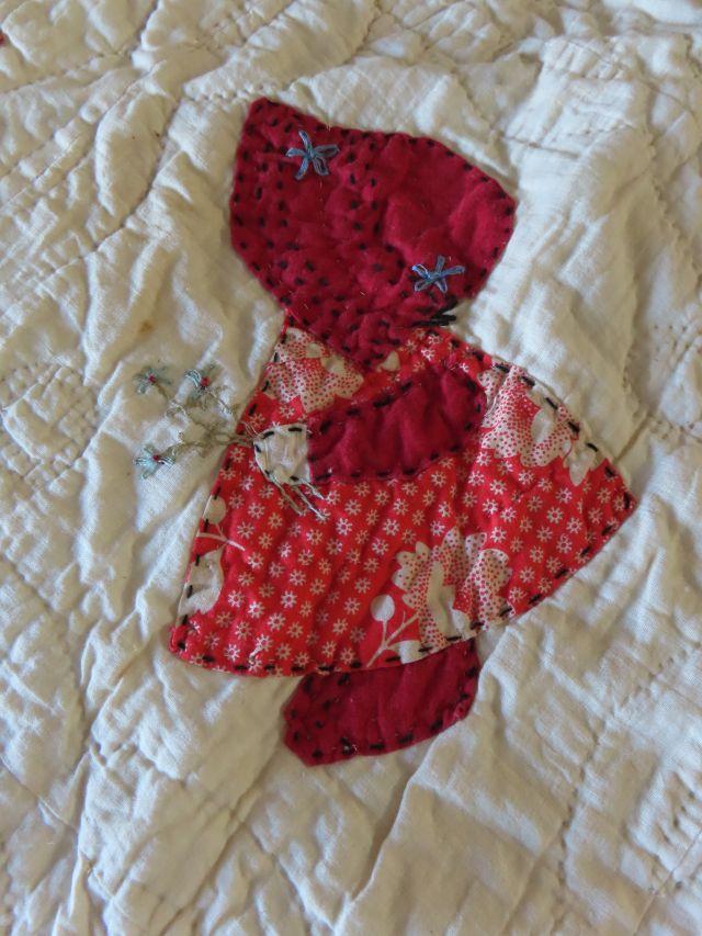 Sun Bonnet Sue Hand Stitched Quilt