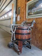 Early Wooden Washing Machine with Electric Motor