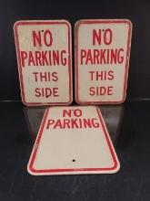 Lot of (3)" No Parking" Signs - Stamped Steel