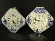 Lot of (2) Germany 8 Day Windmill Clocks