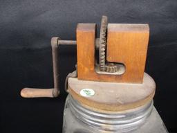 4 qt. Butter Churn with Wooden and Cast Iron Hand Crank Mixer