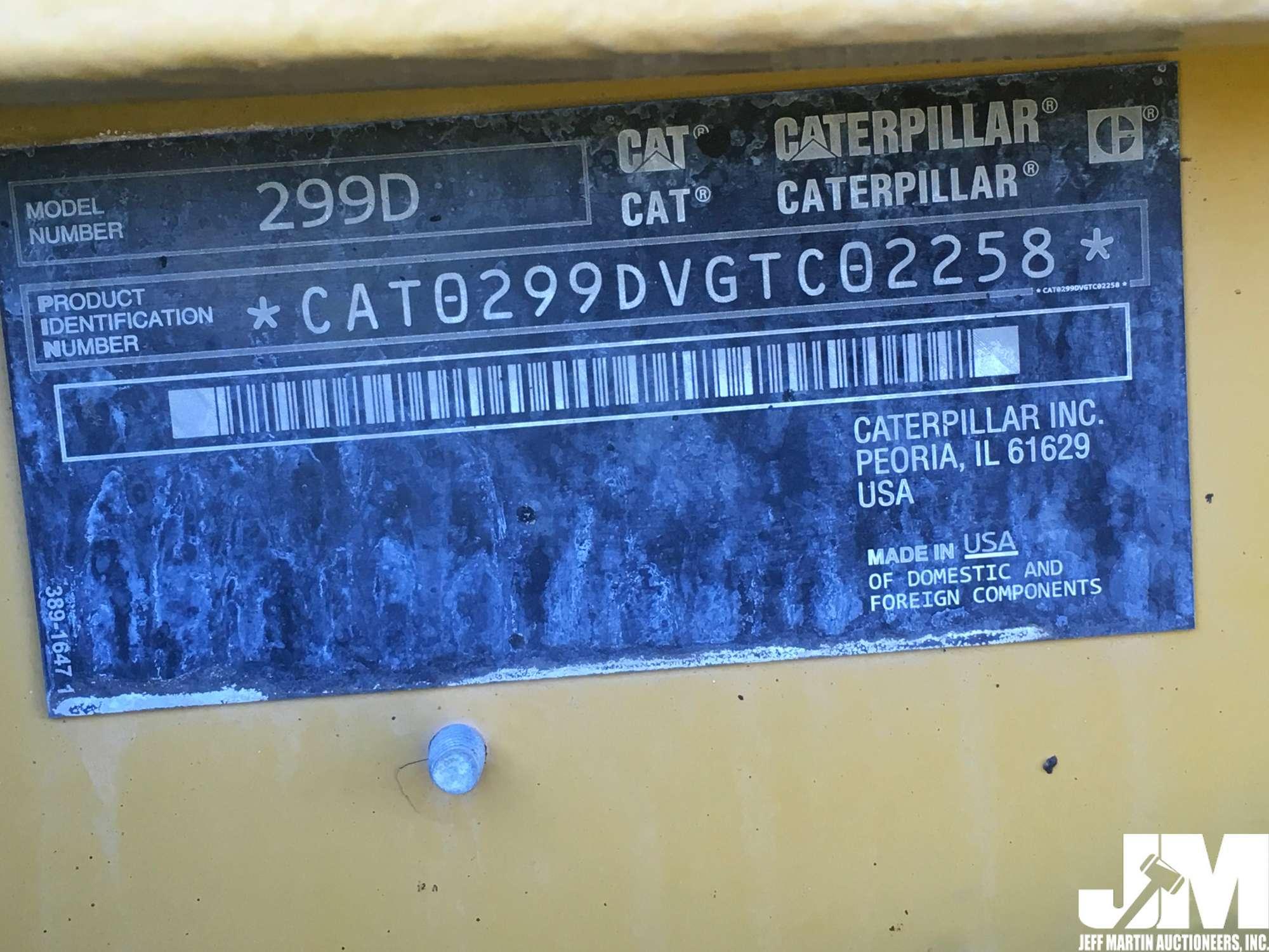2015 CATERPILLAR 299D MULTI TERRAIN LOADER SN: CAT0299DVGTC02258