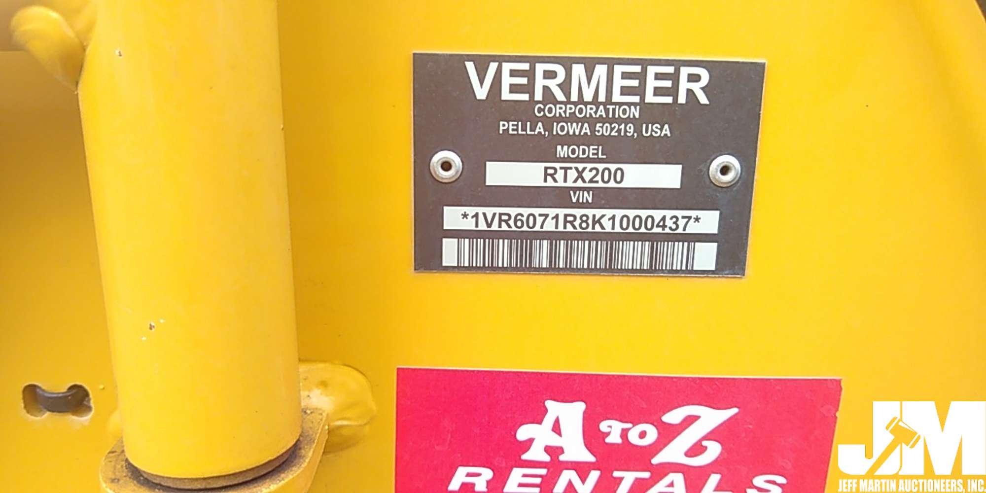 2019 VERMEER RTX200 TRENCHER SN: 1VR6071R8K1000437